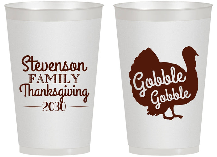 Personalized Thanksgiving 14 oz Frosted Cups - Gobble Turkey | 260018