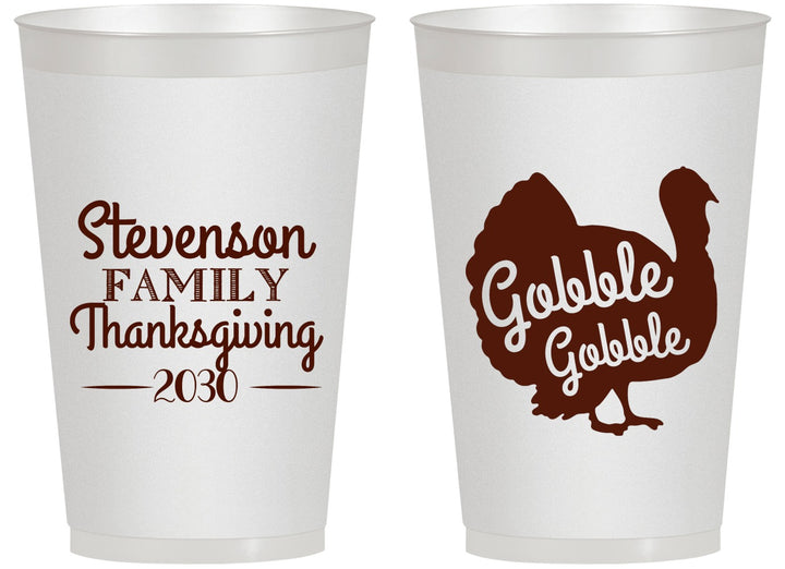 Personalized Thanksgiving 14 oz Frosted Cups - Gobble Turkey | 260018