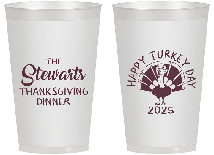 Personalized Thanksgiving 14 oz Frosted Cups - Turkey Day | 260021