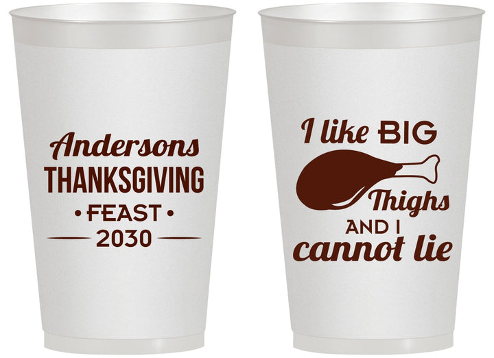 Personalized Thanksgiving 14 oz Frosted Cups - Big Thighs | 260023