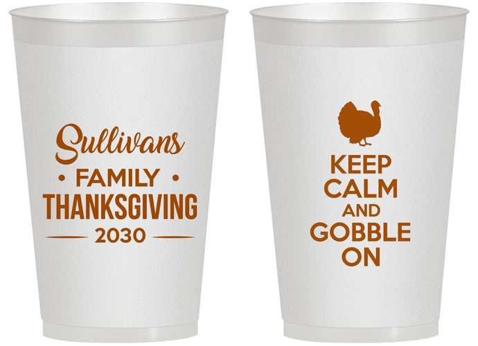 Personalized Thanksgiving 14 oz Frosted Cups - Gobble Turkey | 260024