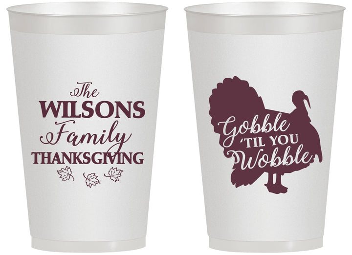 Personalized Thanksgiving 14 oz Frosted Cups - Gobble Til You Wobble | 260025