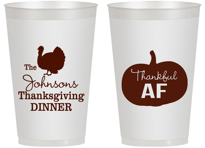 Personalized Thanksgiving 14 oz Frosted Cups - Thankful Af | 260026