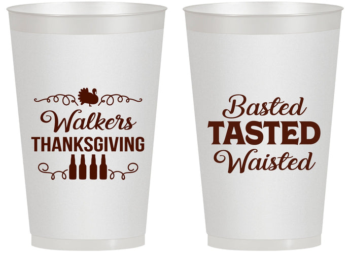 Personalized Thanksgiving 14 oz Frosted Cups - Basted Tasted Waisted | 260027