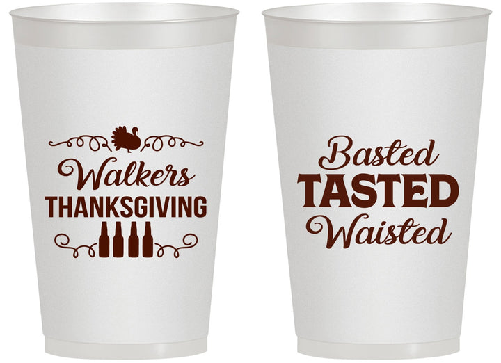 Personalized Thanksgiving 14 oz Frosted Cups - Basted Tasted Waisted | 260027