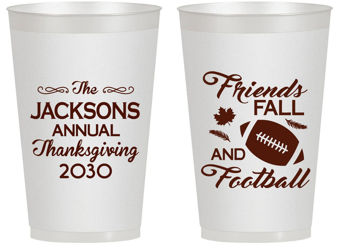 Personalized Thanksgiving 14 oz Frosted Cups - Football | 260031