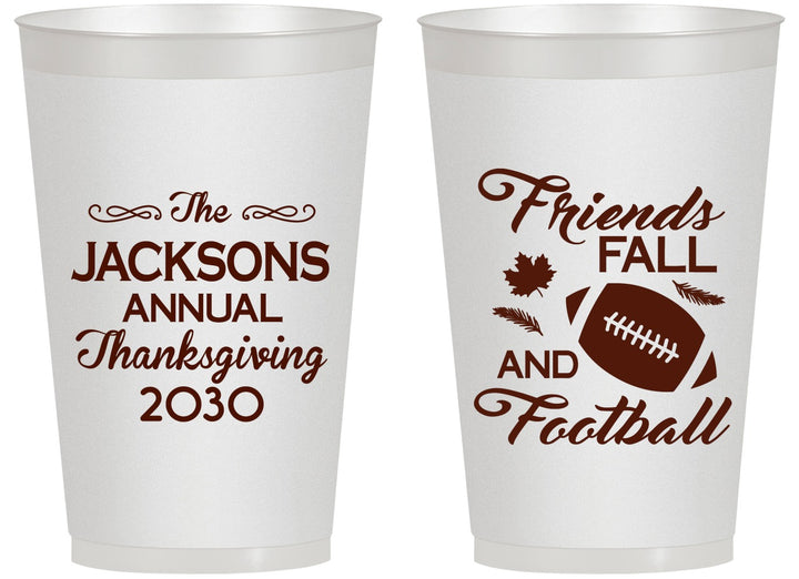 Personalized Thanksgiving 14 oz Frosted Cups - Football | 260031