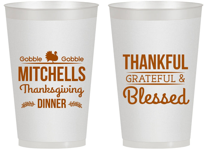 Personalized Thanksgiving 14 oz Frosted Cups - Thankful Blessed | 260032