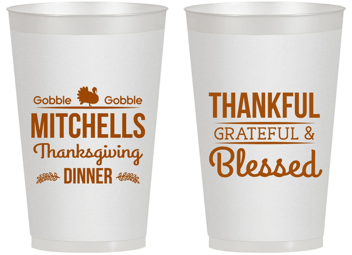 Personalized Thanksgiving 14 oz Frosted Cups - Thankful Blessed | 260032
