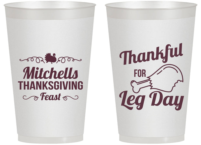 Personalized Thanksgiving 14 oz Frosted Cups - Leg Day | 260033