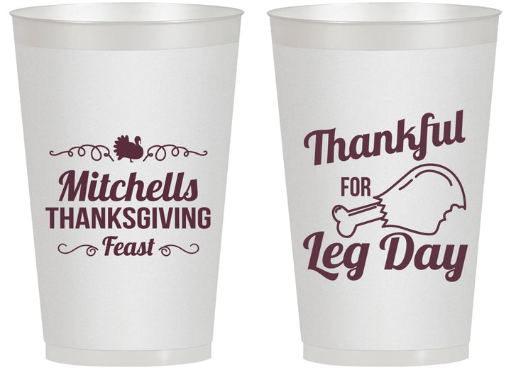Personalized Thanksgiving 14 oz Frosted Cups - Leg Day | 260033