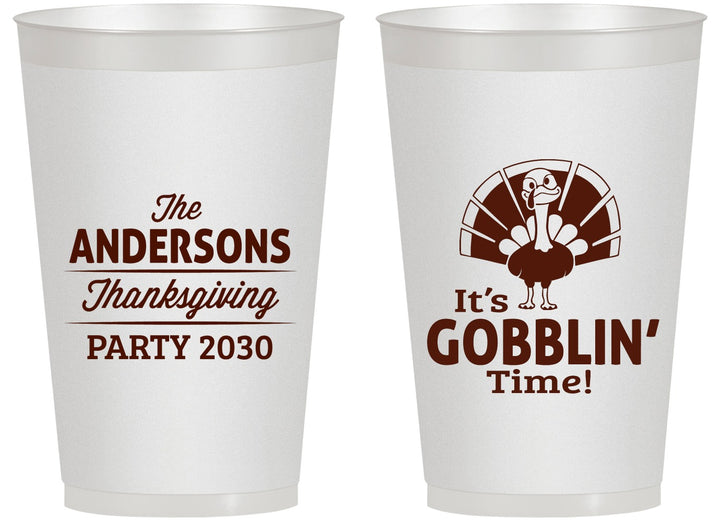 Personalized Thanksgiving 14 oz Frosted Cups - Turkey Gobblin | 260035