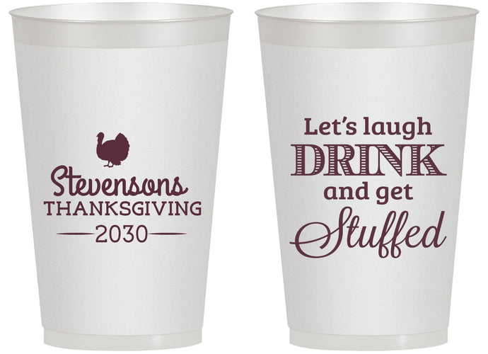 Personalized Thanksgiving 14 oz Frosted Cups - Turkey Stuffed | 260037