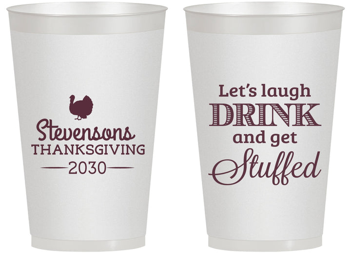 Personalized Thanksgiving 14 oz Frosted Cups - Turkey Stuffed | 260037