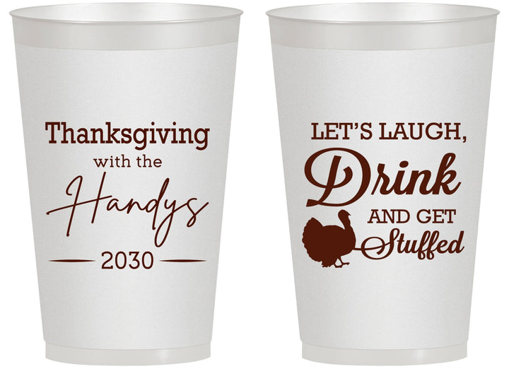 Personalized Thanksgiving 14 oz Frosted Cups - Turkey Stuffed | 260038