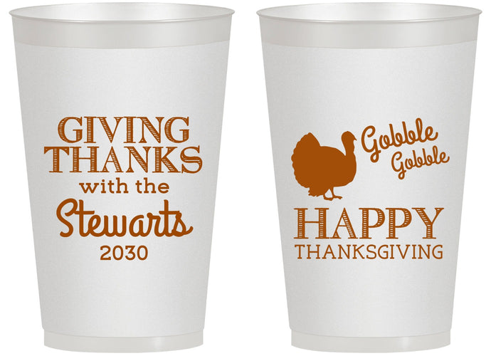 Personalized Thanksgiving 14 oz Frosted Cups - Gobble Gobble | 260040