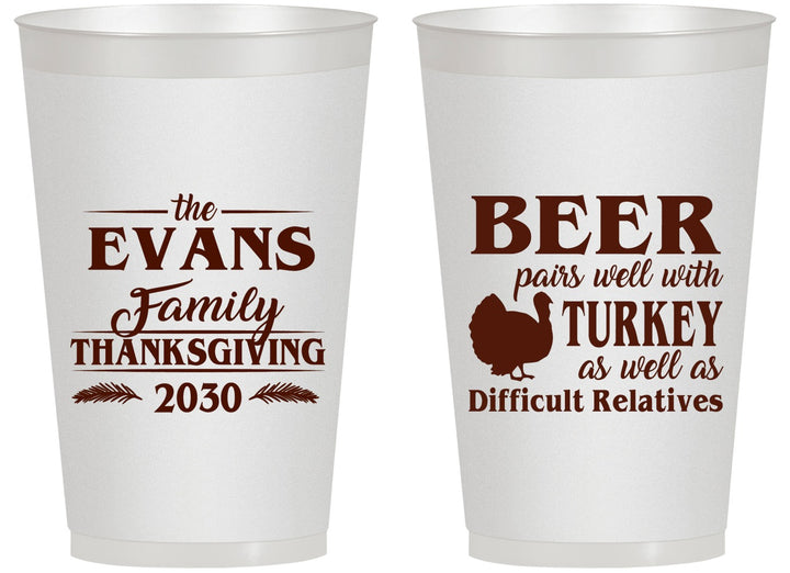 Personalized Thanksgiving 14 oz Frosted Cups - Turkey | 260042