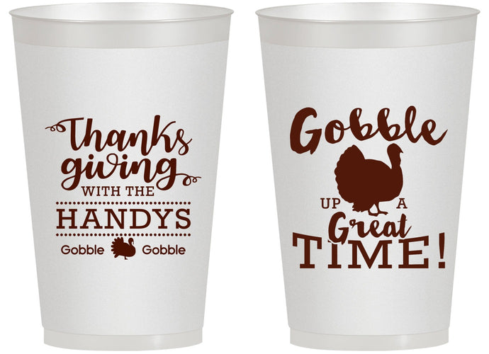 Personalized Thanksgiving 14 oz Frosted Cups - Turkey Gobble | 260043