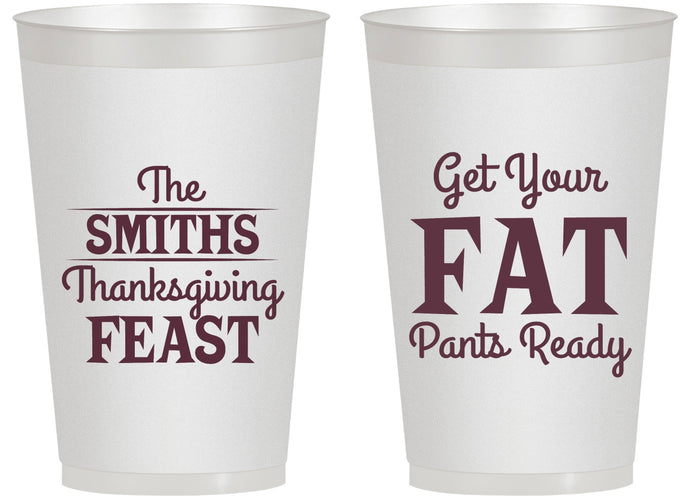 Personalized Thanksgiving 14 oz Frosted Cups - Fat Pants Ready | 260045
