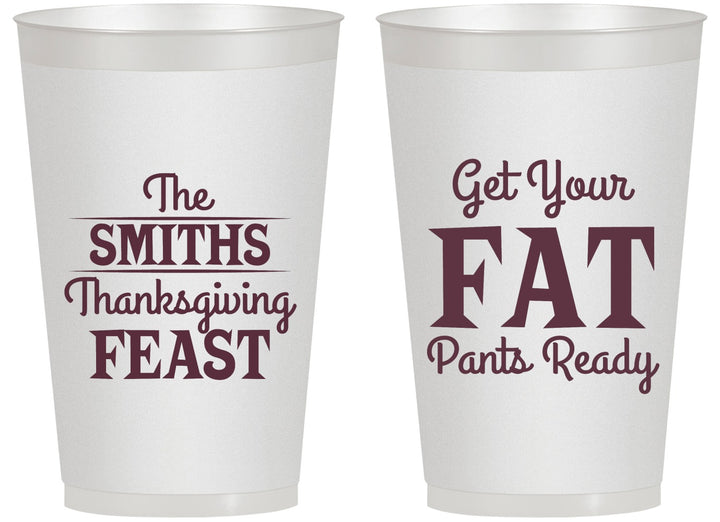 Personalized Thanksgiving 14 oz Frosted Cups - Fat Pants Ready | 260045