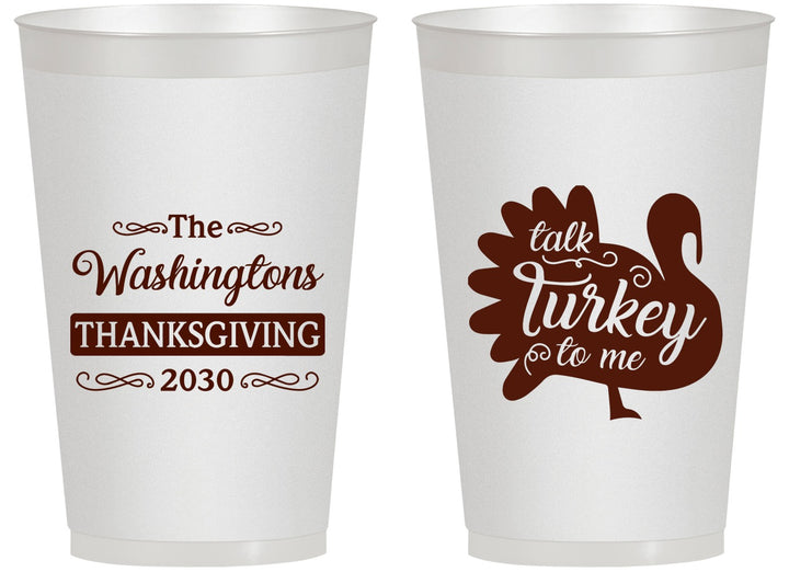Personalized Thanksgiving 14 oz Frosted Cups - Talk Turkey To Me | 260046