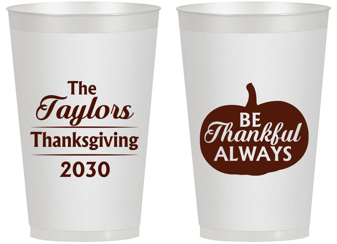 Personalized Thanksgiving 14 oz Frosted Cups - Pumpkin Thankful | 260047