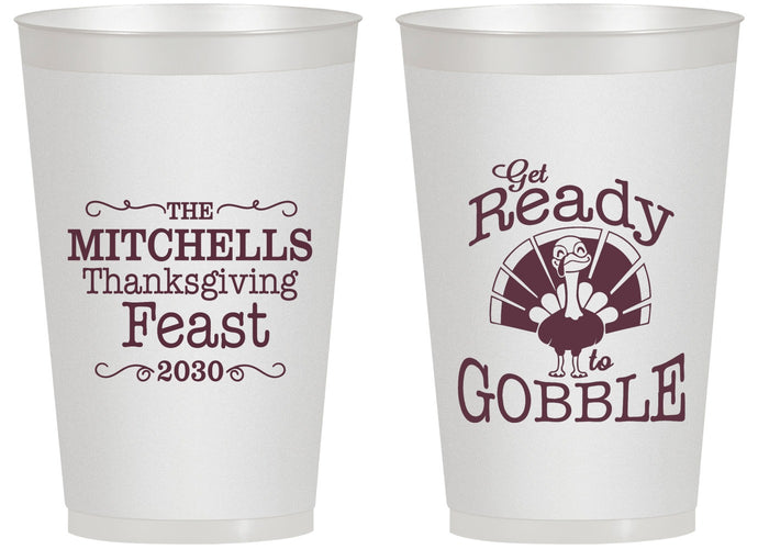 Personalized Thanksgiving 14 oz Frosted Cups - Turkey Gobble | 260049