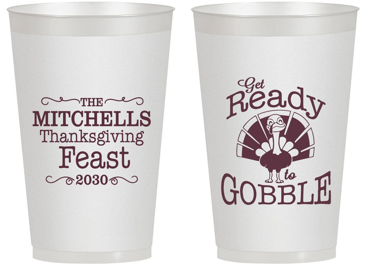 Personalized Thanksgiving 14 oz Frosted Cups - Turkey Gobble | 260049