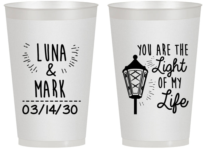 Personalized Wedding 14 oz Frosted Cups - You Are The Light Of My Life | 261