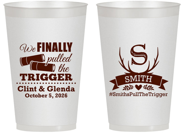 Personalized Wedding 14 oz Frosted Cups - Finally Pull The Trigger | 264