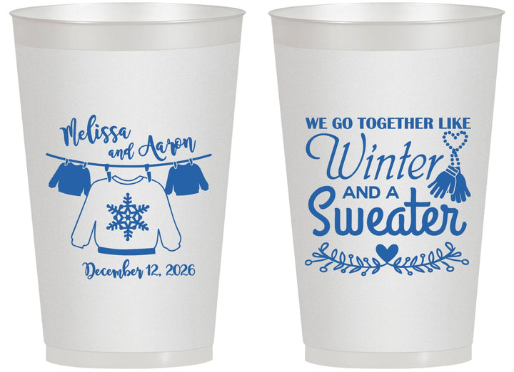 Personalized Wedding 14 oz Frosted Cups - Christmas Sweater | 265