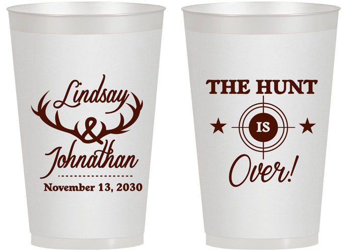 Personalized Wedding 14 oz Frosted Cups - The Hunt Is Over | 266