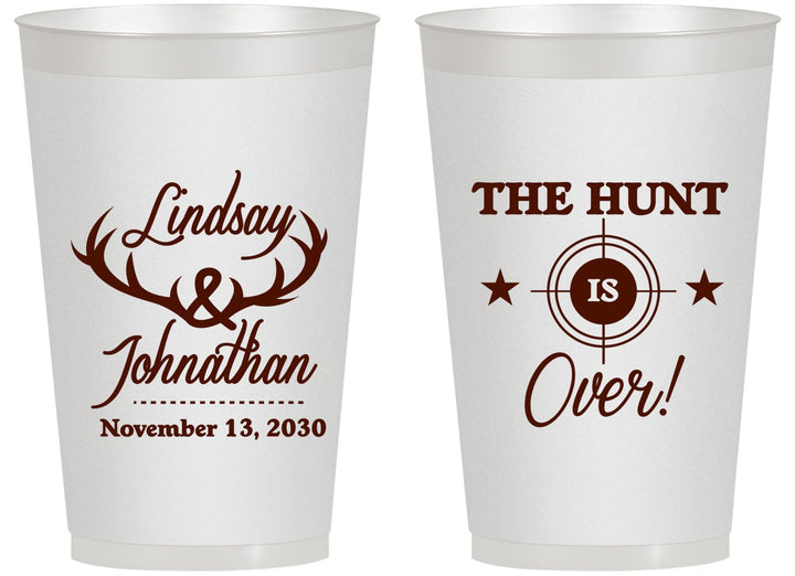 Personalized Wedding 14 oz Frosted Cups - The Hunt Is Over | 266