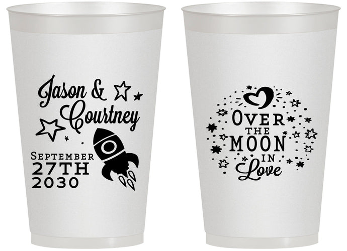 Personalized Wedding 14 oz Frosted Cups - Over The Moon In Love | 267