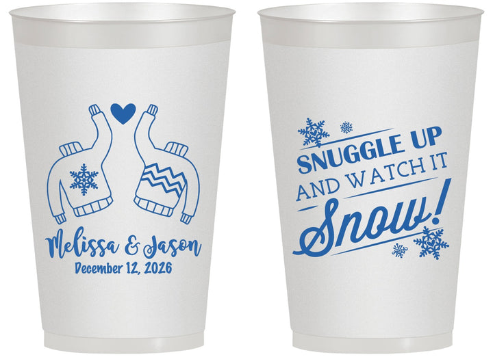 Personalized Wedding 14 oz Frosted Cups - Christmas Snow | 268
