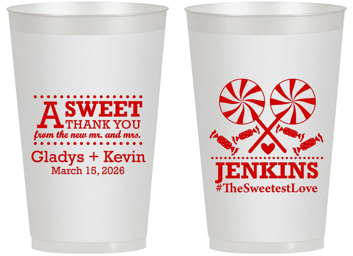 Personalized Wedding 14 oz Frosted Cups - Sweet Thank You | 269