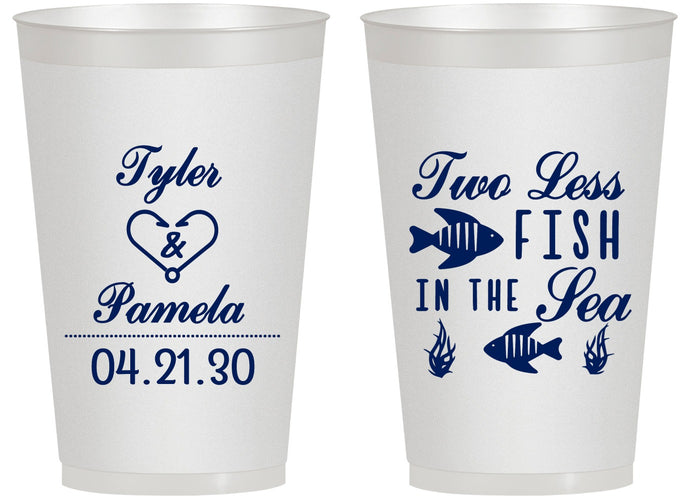Personalized Wedding 14 oz Frosted Cups - Two Less Fish In The Sea | 270