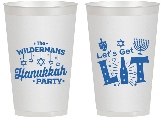 Personalized Hanukkah 14 oz Frosted Cups - Lets Get Lit | 270022