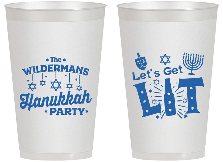 Personalized Hanukkah 14 oz Frosted Cups - Lets Get Lit | 270022