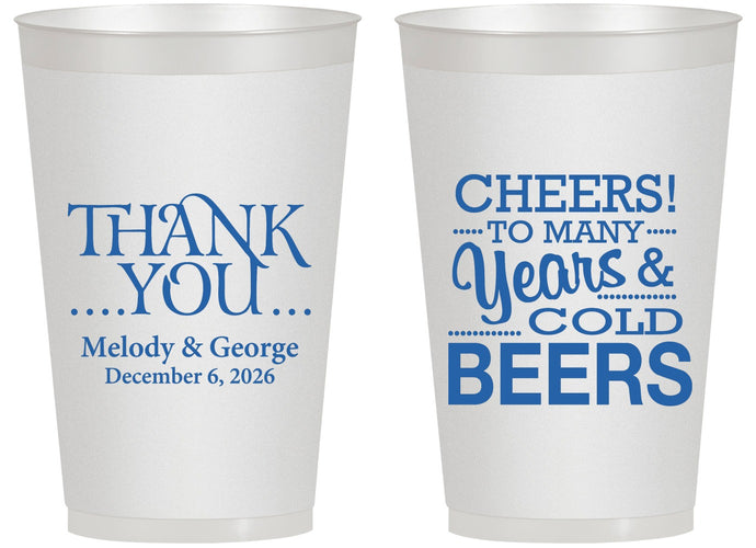 Personalized Wedding 14 oz Frosted Cups - Cheers Years Cold Beers | 271
