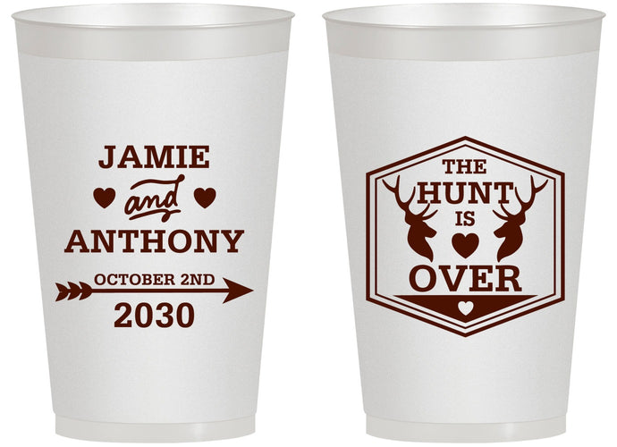 Personalized Wedding 14 oz Frosted Cups - The Hunt Is Over | 272