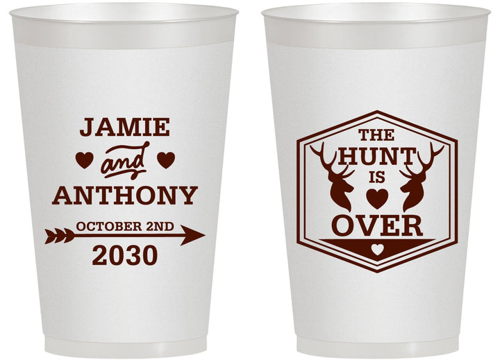 Personalized Wedding 14 oz Frosted Cups - The Hunt Is Over | 272