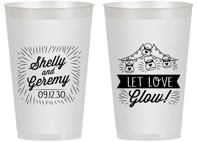 Personalized Wedding 14 oz Frosted Cups - Let Love Glow | 273