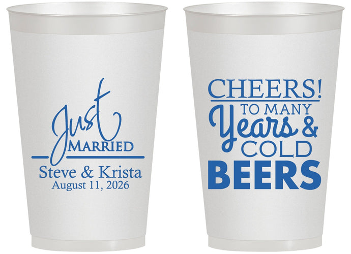 Personalized Wedding 14 oz Frosted Cups - Cheers Years Cold Beers | 274