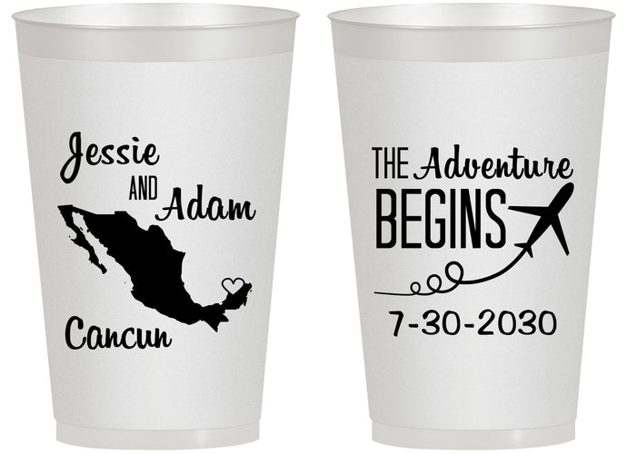 Personalized Wedding 14 oz Frosted Cups - The Adventure Begins | 275