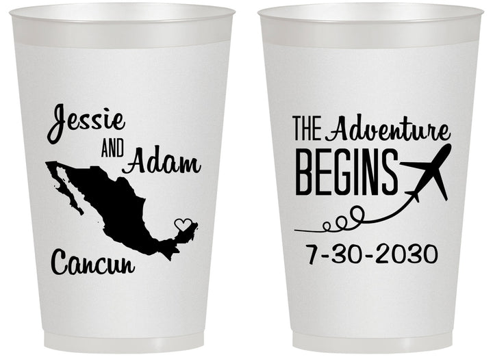 Personalized Wedding 14 oz Frosted Cups - The Adventure Begins | 275