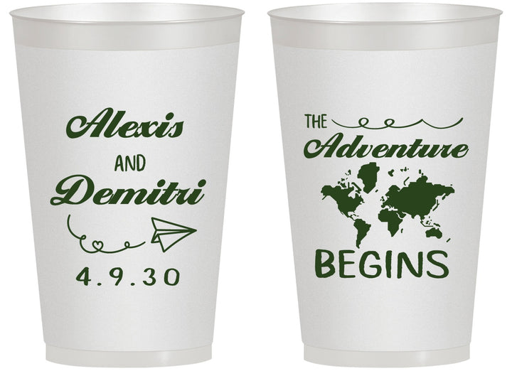 Personalized Wedding 14 oz Frosted Cups - The Adventure Begins | 276