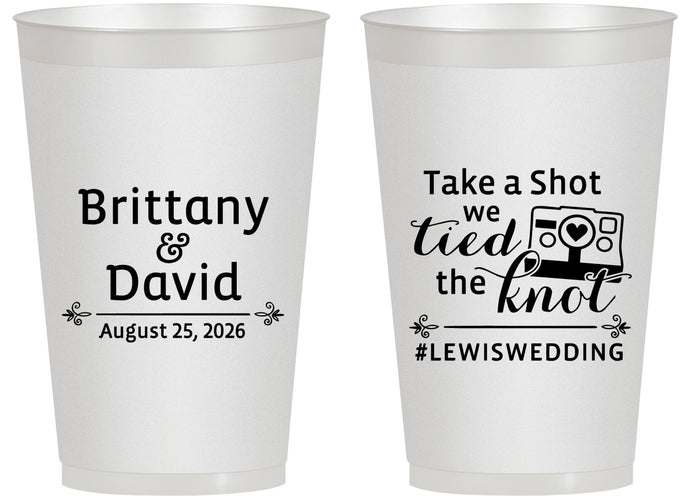 Personalized Wedding 14 oz Frosted Cups - Take A Shot We Tied The Knot | 277