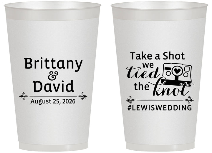 Personalized Wedding 14 oz Frosted Cups - Take A Shot We Tied The Knot | 277