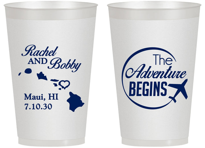 Personalized Wedding 14 oz Frosted Cups - The Adventure Begins | 278